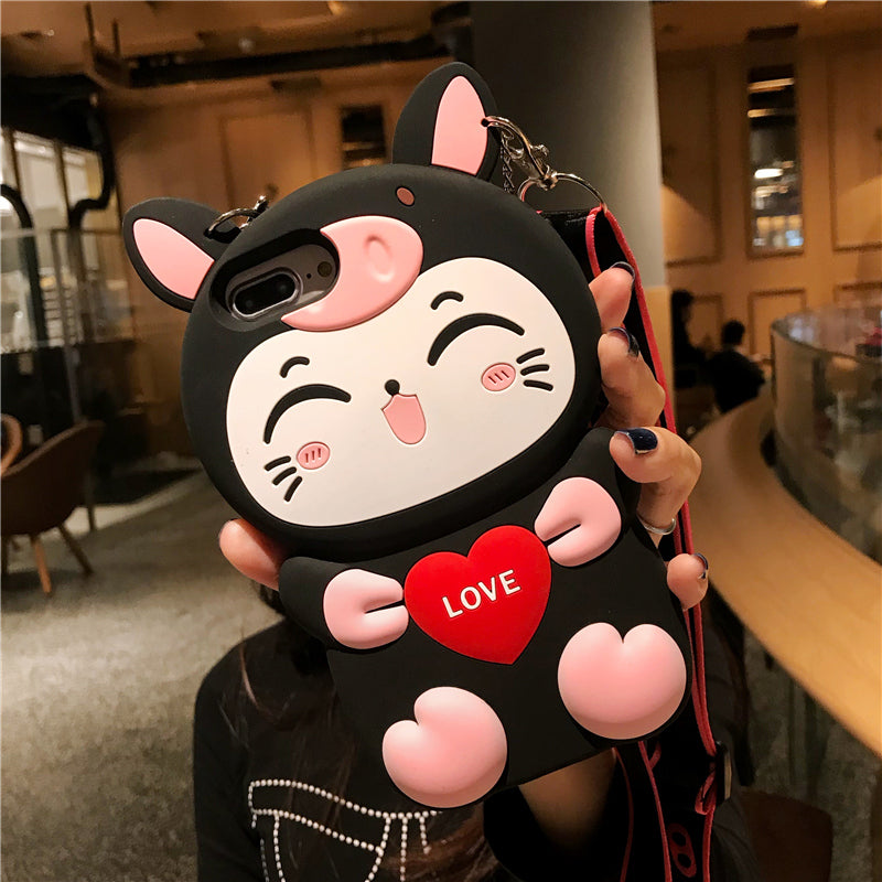 Women's Lanyard Cat Phone Case