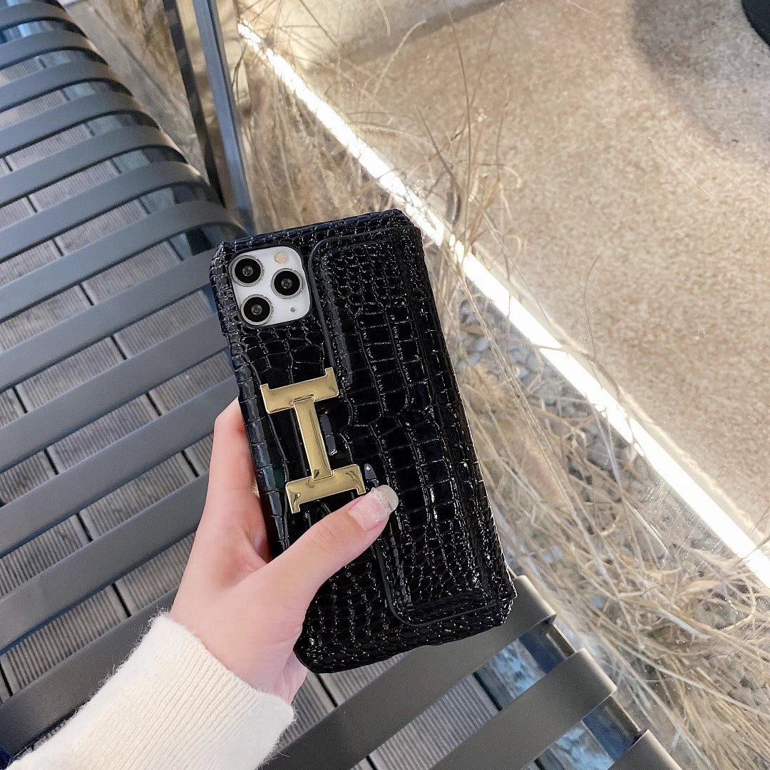 Leather card pocket Bracket phone case