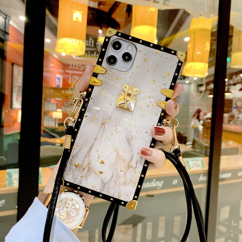 Marble square lanyard phone case for iphone