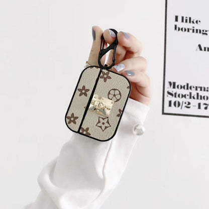Retro flower  leather Airpods case