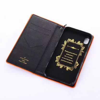 Square leather card case phone case