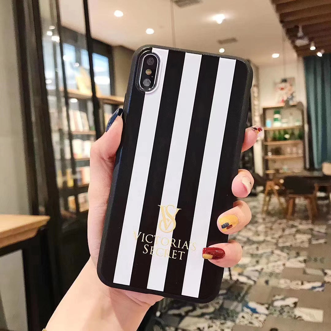 Fashion matte black striped phone case