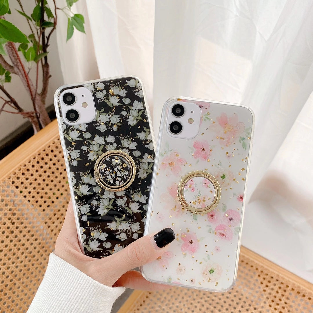 Small floral gold foil phone case
