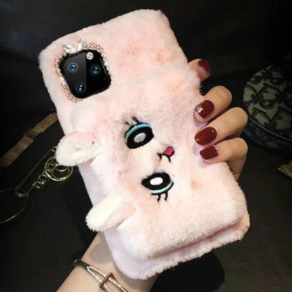 Cat gloves plush phone case