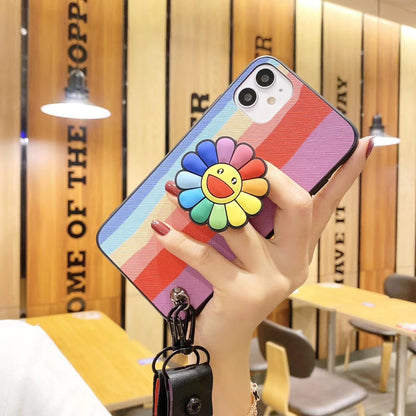 Rainbow the same bracket  lanyard phone case for Samsung