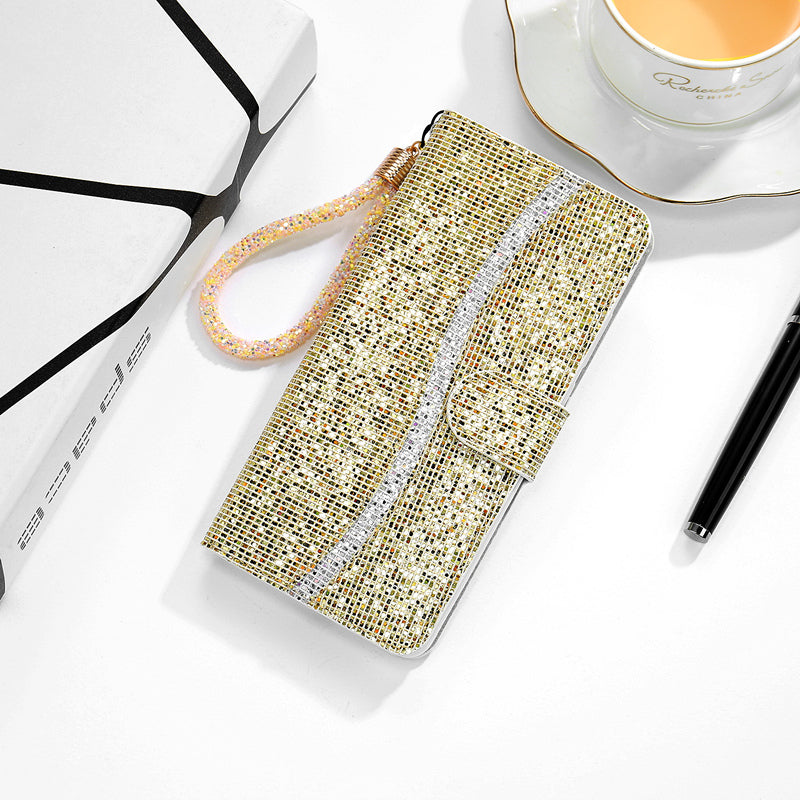 Shiny wallet lanyard phone case for huawei