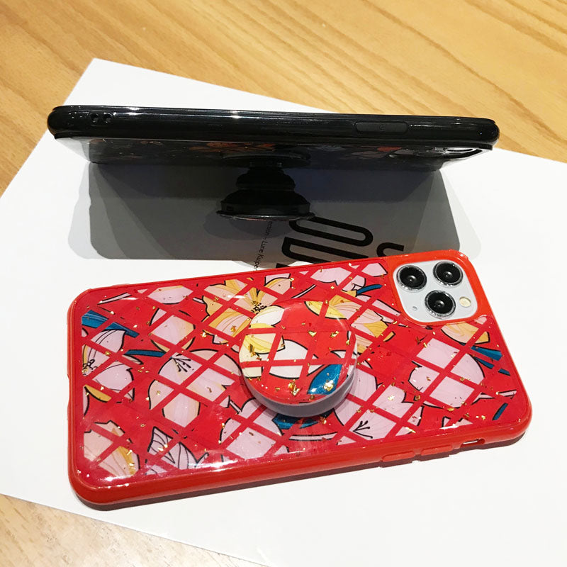 Grid Retro Floral bracket phone Case