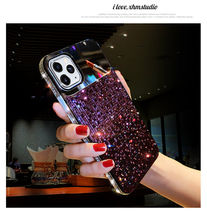 Gradient rhinestone mirror phone case