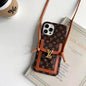 Luxury letter printing  leather card crossbody phone case for iphone