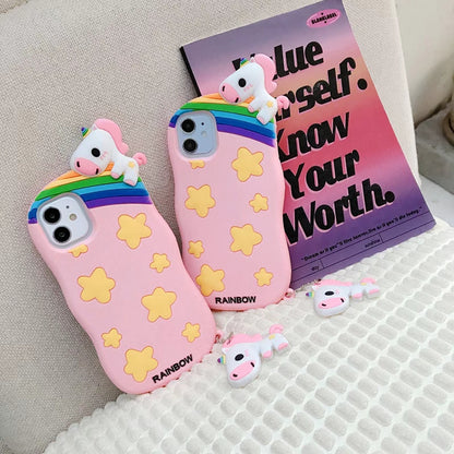 Cartoon prone pony silicone  phone case
