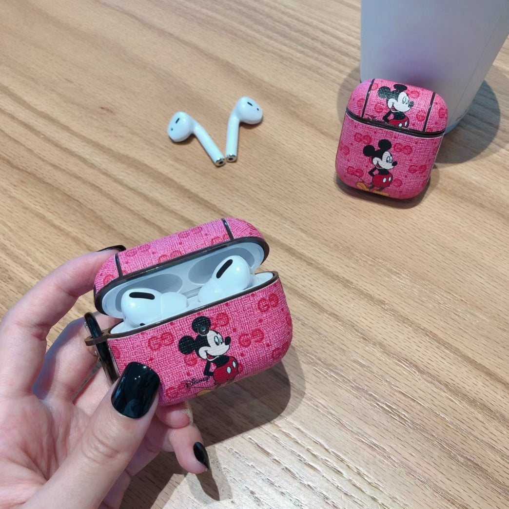 Retro Mickey Mouse leather Airpods case