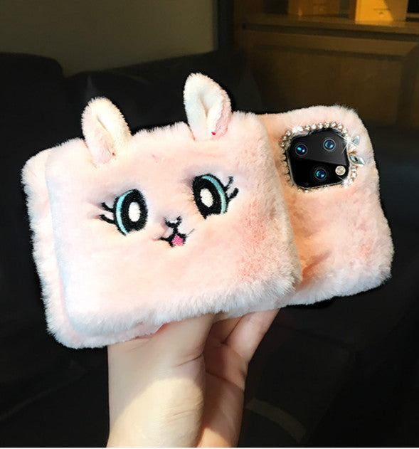 Cat gloves plush phone case