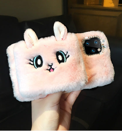 Cat gloves plush phone case