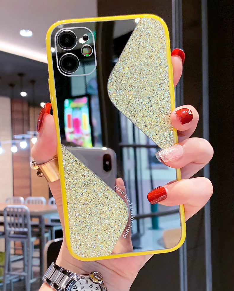 Glitter makeup mirror phone case