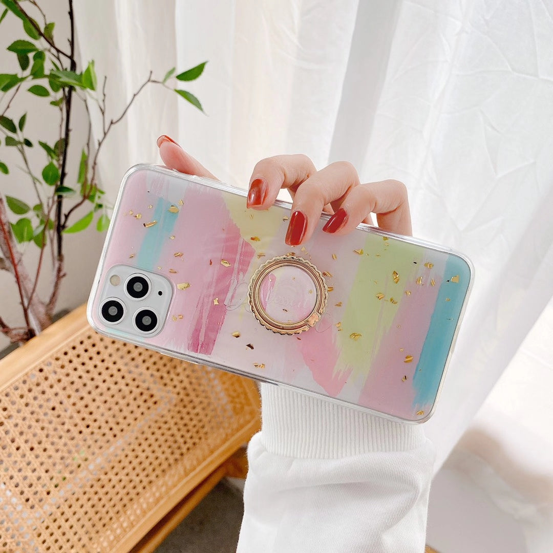 Pink gold foil stand phone case