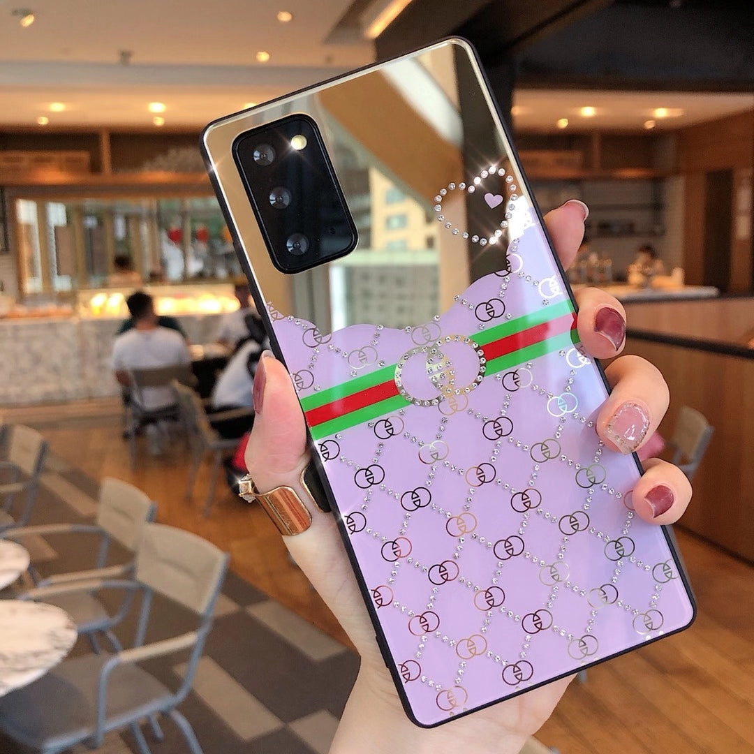 Rhinestone makeup mirror phone case for samsung