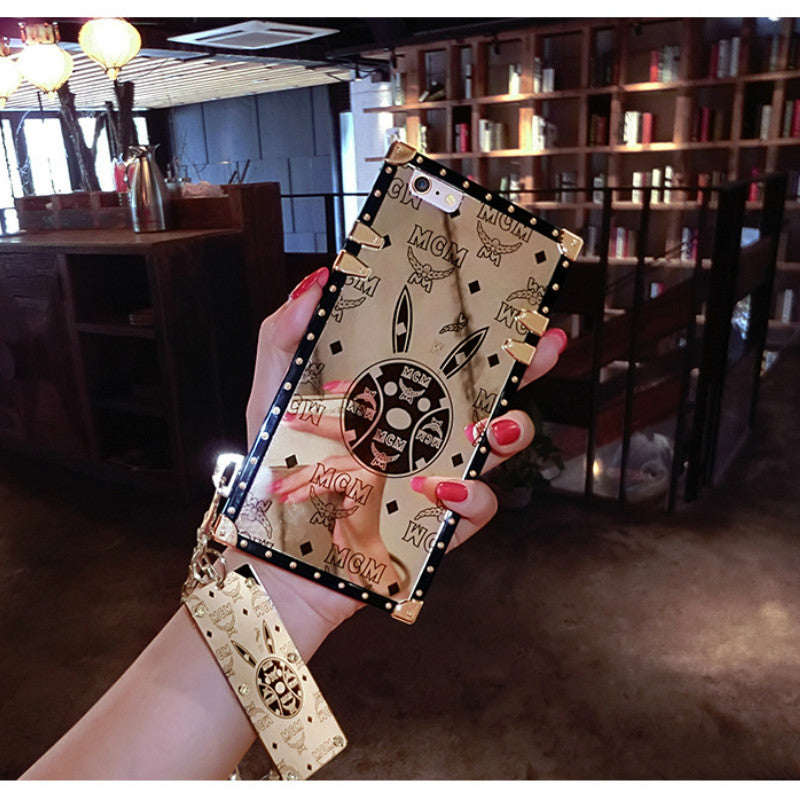 Luxury rabbit square phone case for iPhone