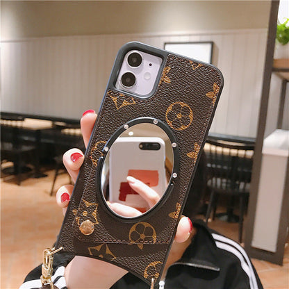 Luxury makeup mirror bracket phone case