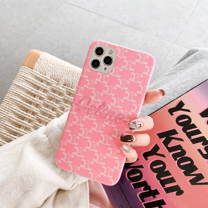 Pink embroidery phone case