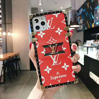 Leather stitching lanyard phone case for iPhone