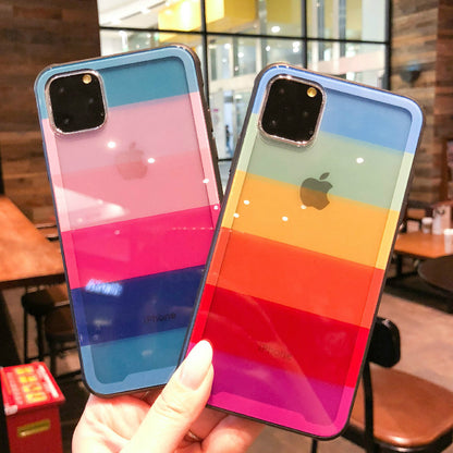Rainbow glass mobile phone case