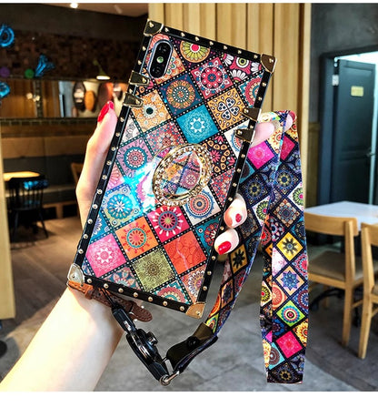 Retro Blu-ray bracket lanyard phone case for huawei