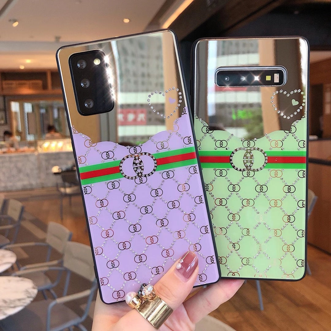 Rhinestone makeup mirror phone case for samsung