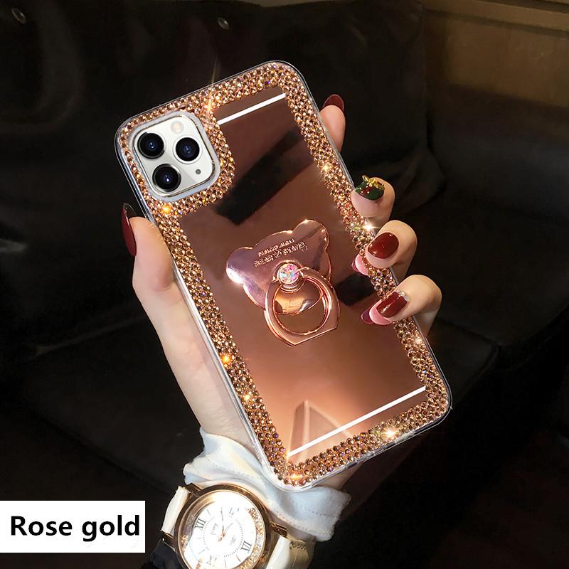 Tide Brand Bear Bracket Make Up Mirror Phone Case - LVCASE