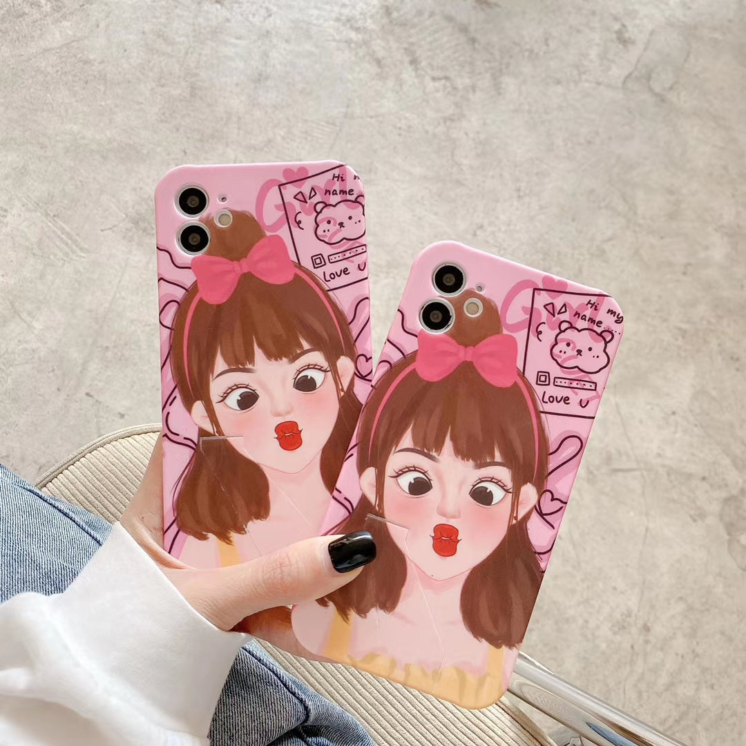 Cute girl invisible bracket phone case