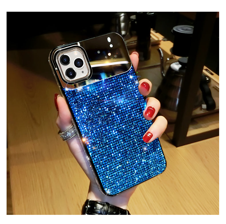 Gradient rhinestone mirror phone case
