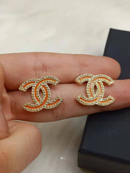 Orange Green Earrings