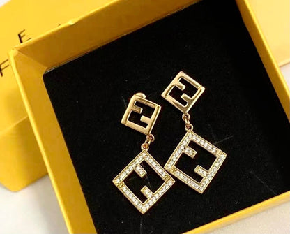 Crystal square earrings