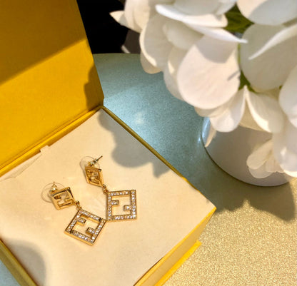 Crystal square earrings