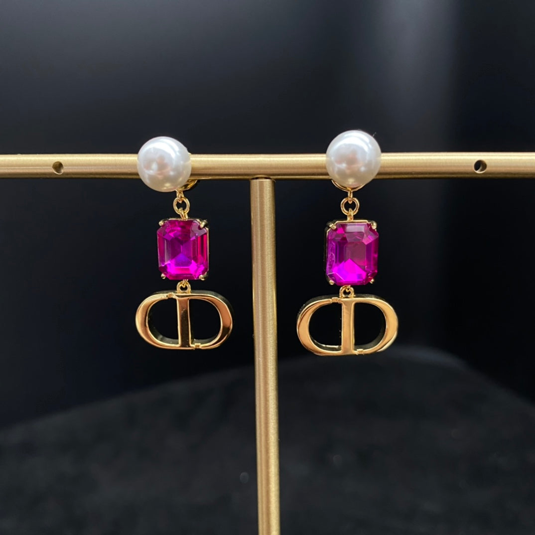 Purple pearl earrings