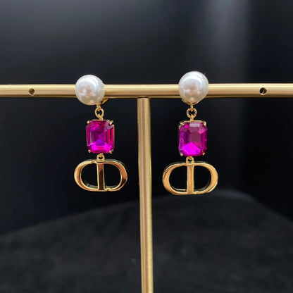Purple pearl earrings