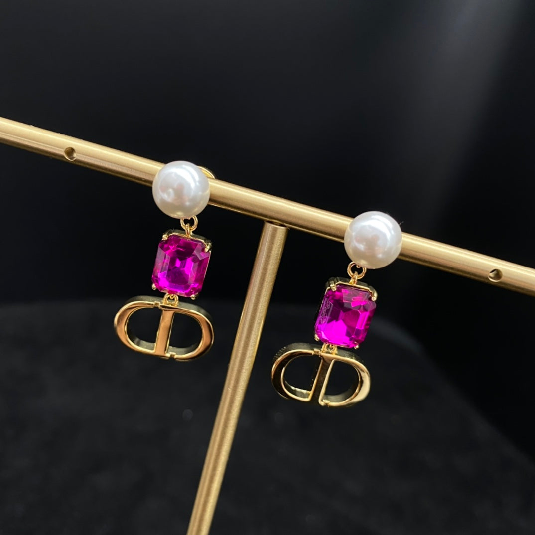 Purple pearl earrings