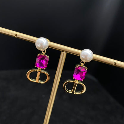 Purple pearl earrings
