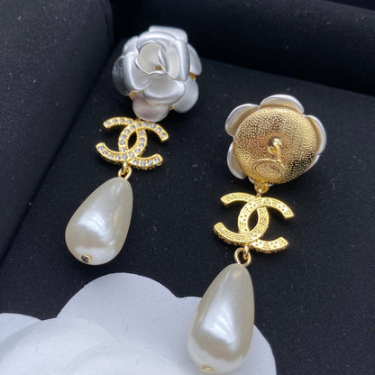 pearl flower earrings