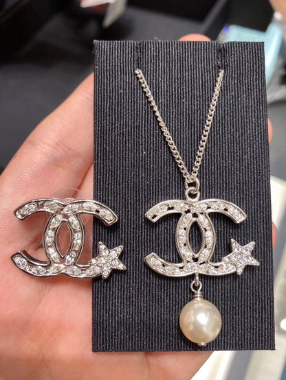 pentagram pearl earrings