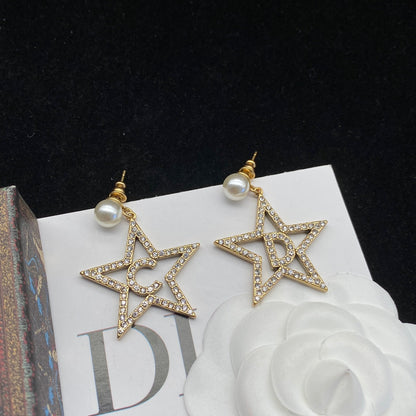 Pentagram Pearl Earrings