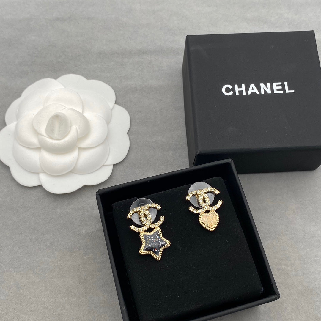 Pentagram and Heart Shape Earrings