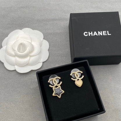 Pentagram and Heart Shape Earrings