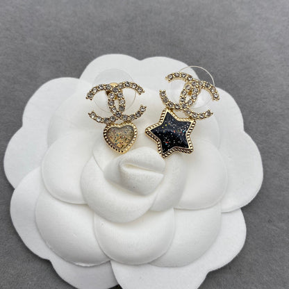 Pentagram and Heart Shape Earrings