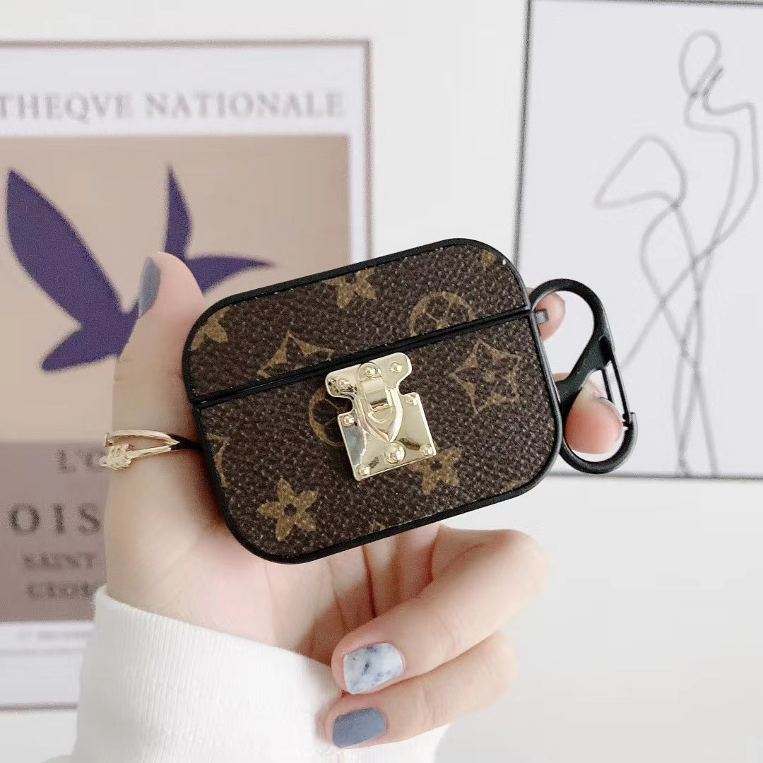 Retro flower  leather Airpods case