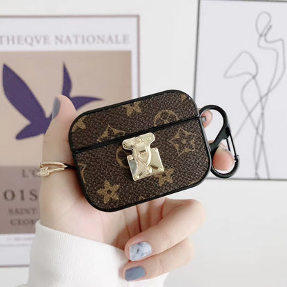 Retro flower  leather Airpods case