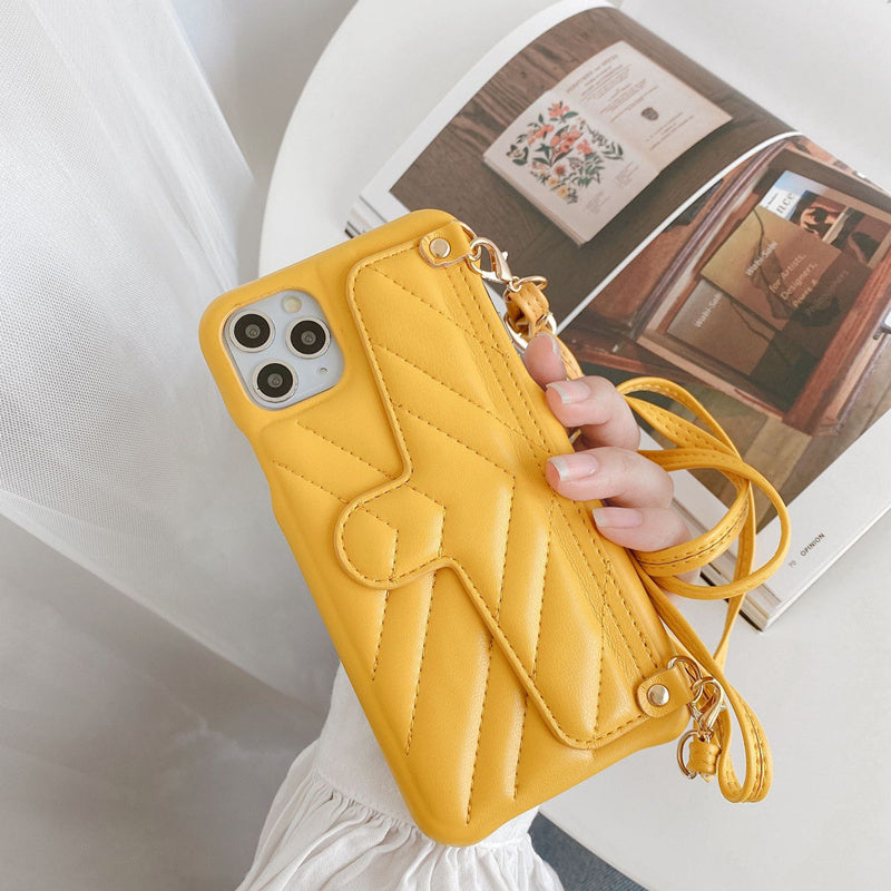 High-end leather hanging bag phone case