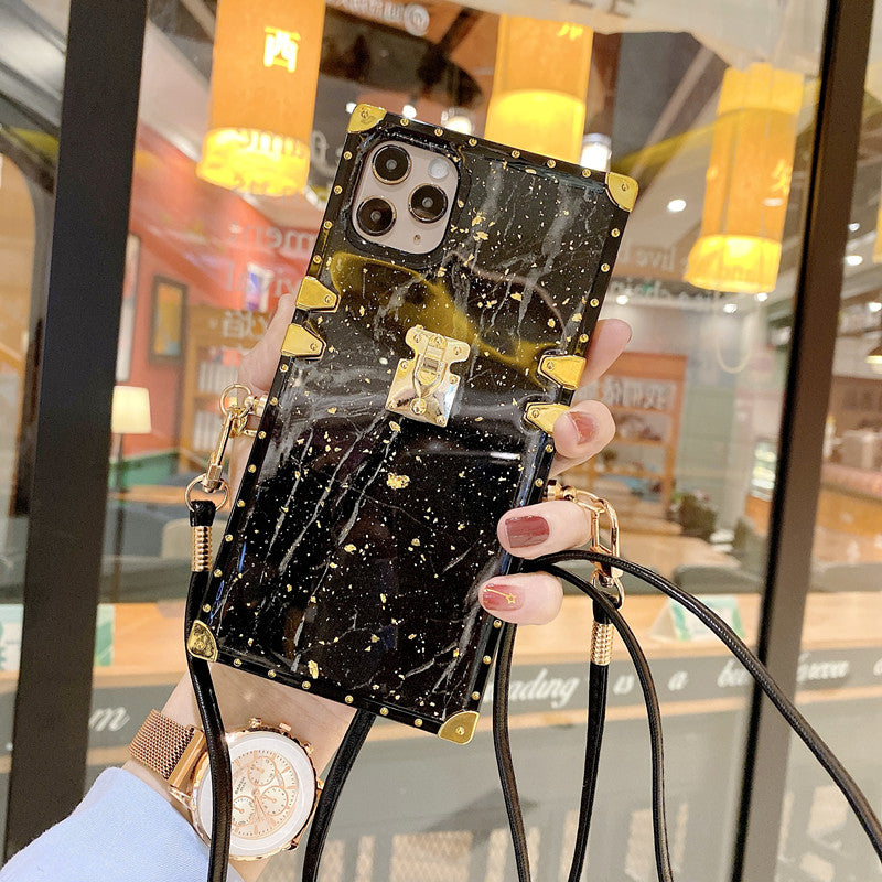 Marble square lanyard phone case for iphone