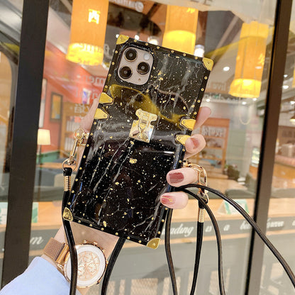 Marble square lanyard phone case for iphone