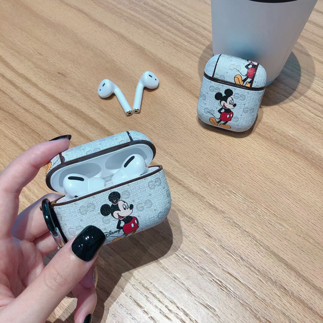 Retro Mickey Mouse leather Airpods case