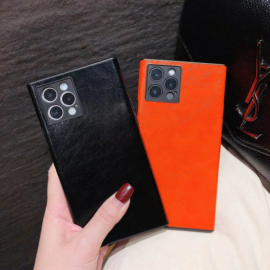 High-end leather simple square phone case